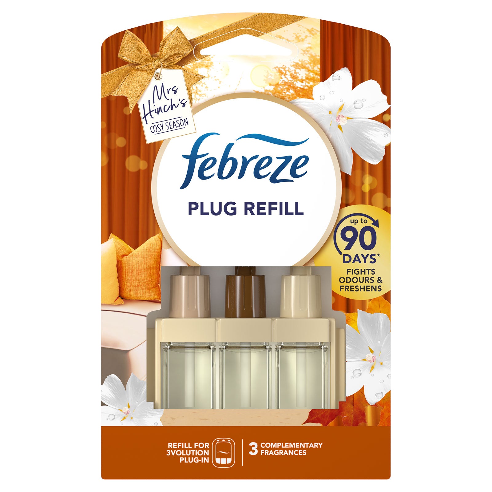 Febreze 3Volution Air Freshener Plug In Refill Mrs Hinch Cosy Season, 20ml Febreze 3Volution Air Freshener Plug In Refill Mrs Hinch Cosy Season, 20ml
